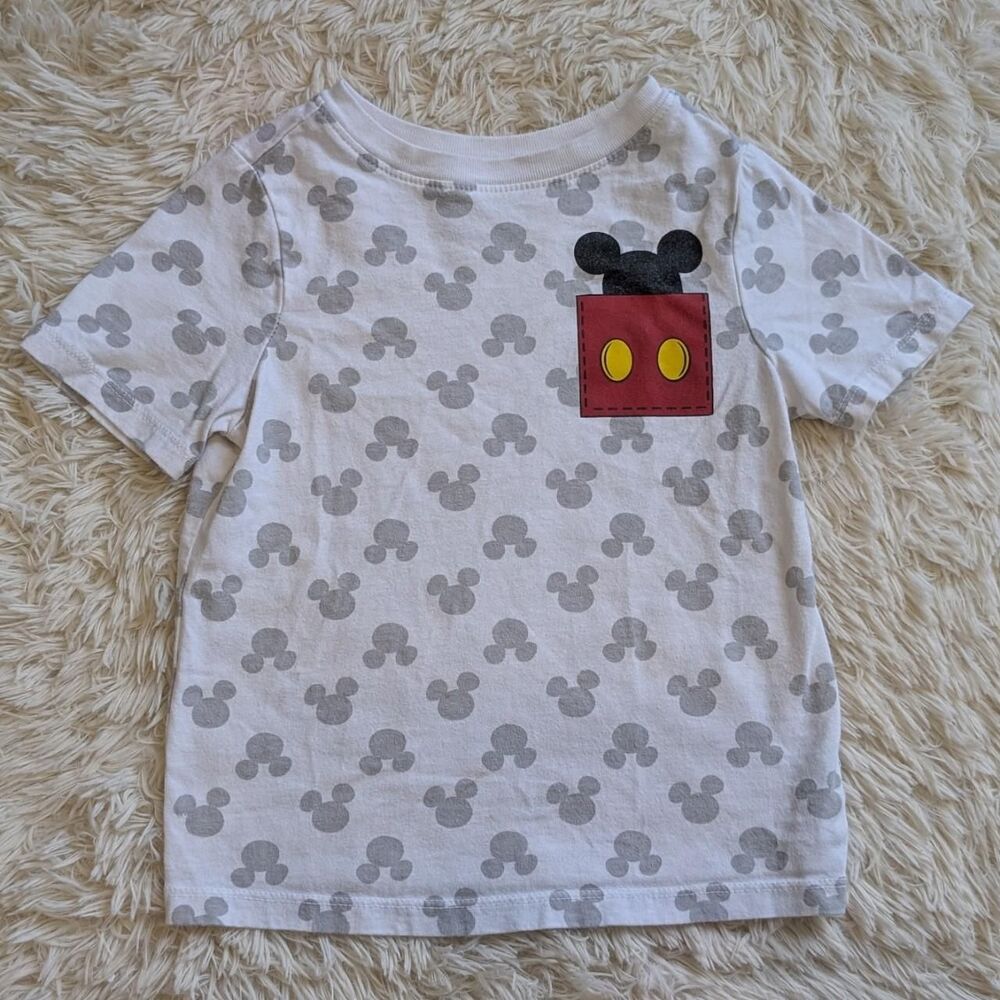 Old Navy Boys Size 3T Disney Mickey Mouse Faux Chest Pocket Graphic Print Shirt